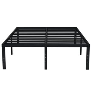 emoda 18 inch tall full size bed frame with large storage space, easy assembly heavy duty metal platform no box spring needed, noise free, black