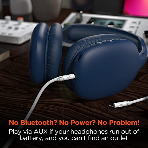 HyperGear Bluetooth Wireless Headphones with Built-in Mic & Controls, Over Ear Noise Isolating Fit Headphones & Memory Foam Ear Cup + Quick paring for Travel, Home Office, Online & More [Blue] 15611