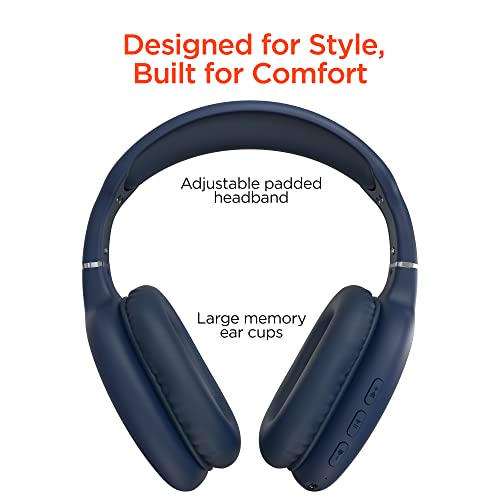 HyperGear Bluetooth Wireless Headphones with Built-in Mic & Controls, Over Ear Noise Isolating Fit Headphones & Memory Foam Ear Cup + Quick paring for Travel, Home Office, Online & More [Blue] 15611