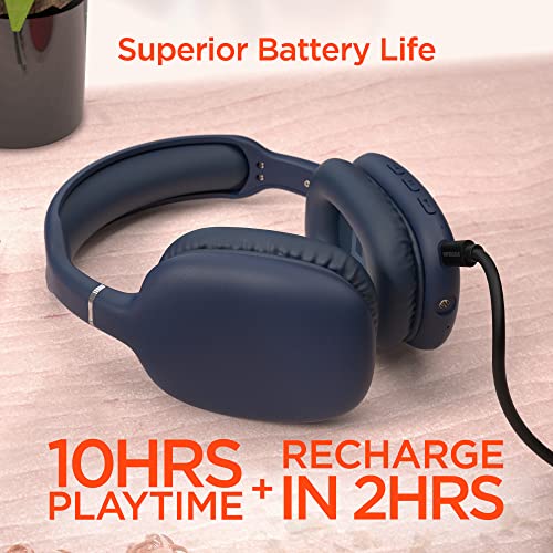 HyperGear Bluetooth Wireless Headphones with Built-in Mic & Controls, Over Ear Noise Isolating Fit Headphones & Memory Foam Ear Cup + Quick paring for Travel, Home Office, Online & More [Blue] 15611