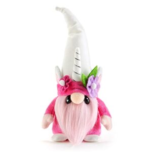 hug feel the love - unicorn gnome - skye, plush gnome decor, swedish gnome ornament tomte, pocket pal gnomie gift figurine, 9 inch plush doll