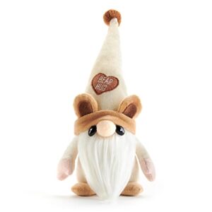 hug feel the love - quincey bear gnome - 9 inch swedish tomte plush decor, pocket pal gnomie gift ornament