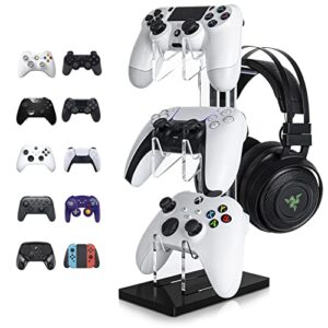 oaprire universal 3 tier controller holder and headset stand for ps4 ps5 xbox one switch, controller stand gaming accessories, build your game fortresses (black)