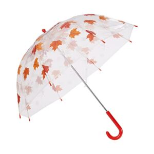 amazon basics kids clear round bubble umbrella, 26.5 inches, maple leaf