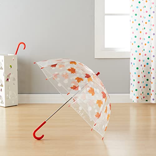 Amazon Basics Kids Clear Round Bubble Umbrella, 26.5 inches, Maple Leaf