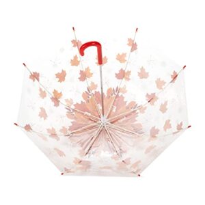 Amazon Basics Kids Clear Round Bubble Umbrella, 26.5 inches, Maple Leaf