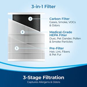 BISSELL® air280 Smart Purifier with HEPA and Carbon Filters for Large Room and Home, Quiet Bedroom Air Cleaner for Allergens, Pets, Dust, Dander, Pollen, Smoke, Odors, Auto Mode, 2904A