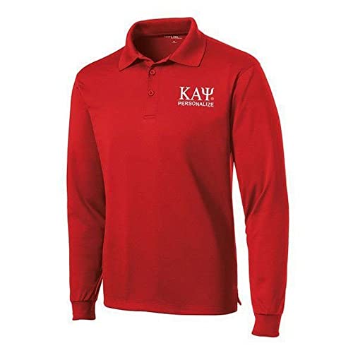 Kappa Alpha Psi World Famous Long Sleeve Dry Fit Polo Medium True Red