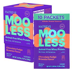 natreve mooless animal free whey protein powder - 20g lactose free, protein powder with amino acids - fudge brownie, 10 servings