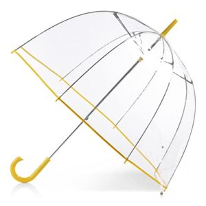 totes women's clear bubble umbrella – transparent dome coverage – large windproof and rainproof canopy – ideal for weddings, proms or everyday protection, lemonade