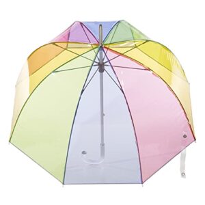 Totes Signature Clear Bubble, Rain & Windproof Umbrella - Perfect for Weddings, Travel and Outdoor Events - Curved Handle with Deluxe Finish, in Transparent or Colorful Design Options