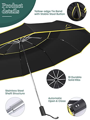 Kalolary Extra Large Golf Umbrella Automatic Open Folding Umbrella Windproof Compact Large Double Canopy Umbrella Travel Folding Umbrella Strong Oversized Rain Umbrellas for Home Family Use (Black)