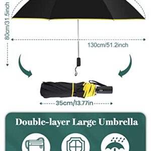 Kalolary Extra Large Golf Umbrella Automatic Open Folding Umbrella Windproof Compact Large Double Canopy Umbrella Travel Folding Umbrella Strong Oversized Rain Umbrellas for Home Family Use (Black)