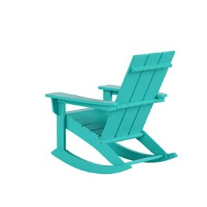 WO Home Furniture Adirondack Rocking Chair Set of 2 PCS Patio All-Weather and UV Protection for Any Outdoor Spaces (Turquoise)