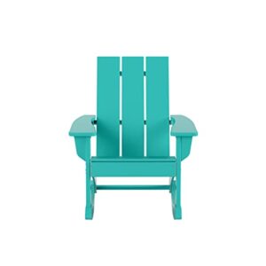 WO Home Furniture Adirondack Rocking Chair Set of 2 PCS Patio All-Weather and UV Protection for Any Outdoor Spaces (Turquoise)