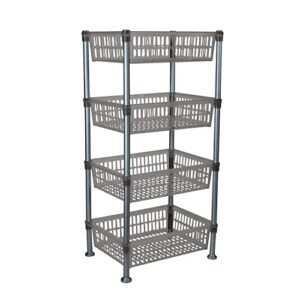 kitchen details 4 tier slim basket shelf rack | storage & organizer | kitchen | bathroom | laundry room | office | good for food and kitchen supplies | smoke grey