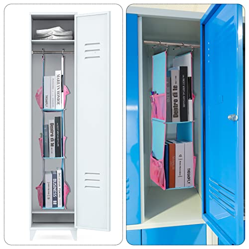 Yetene 2 Pieces Hanging Locker Accessories Shelves Includes 3 Shelf Hanging Locker Organizer and 2 Shelf Hanging Locker Organizer for School Teens Work Gym Closet Lock (Pink, Blue)