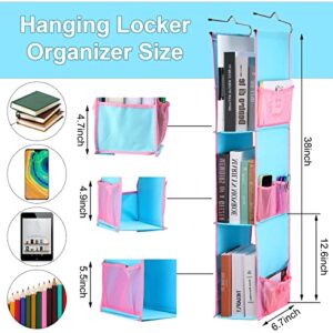 Yetene 2 Pieces Hanging Locker Accessories Shelves Includes 3 Shelf Hanging Locker Organizer and 2 Shelf Hanging Locker Organizer for School Teens Work Gym Closet Lock (Pink, Blue)