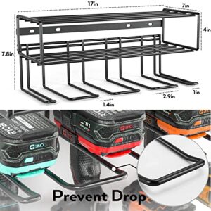 INCLY Power Tool Holder, Heavy Duty Wall Mount Floating Tool Shelf Storage Organizer for Cordless Drill Tool, Metal Rack Garage Max Load 150lbs, Black