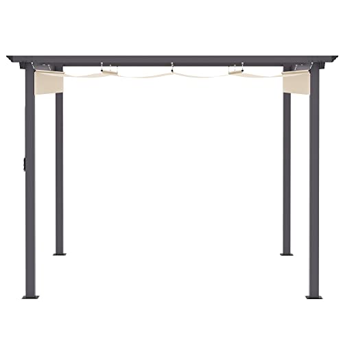 Outsunny 10' x 10' Retractable Pergola Canopy, Patio Gazebo, Sun Shelter with Aluminum Frame for Outdoors, Cream White