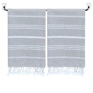 Blutao River Set of 2 Turkish Hand Towels for Bathroom & Kitchen - Decorative Turkish Hand Towel - Farmhouse Hand Towels Bathroom - 18x40 Bathroom Hand Towels Decorative Set - Light Gray