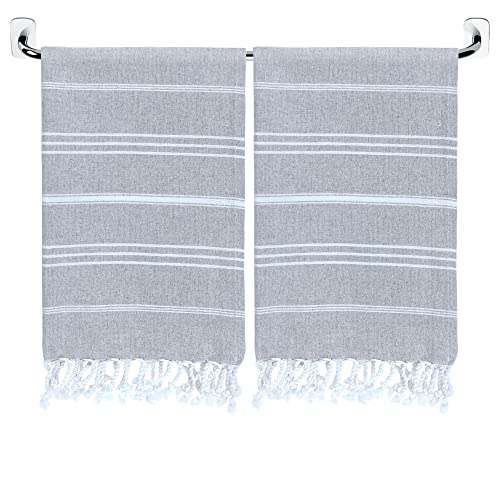 Blutao River Set of 2 Turkish Hand Towels for Bathroom & Kitchen - Decorative Turkish Hand Towel - Farmhouse Hand Towels Bathroom - 18x40 Bathroom Hand Towels Decorative Set - Light Gray