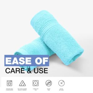 BHT Towels - 100% Cotton Thick & Large 600 GSM Hand Towel - Genuine Ringspun, Luxury Hotel & Spa Quality (Set of 4 Hand Towels, Light Turquoise)