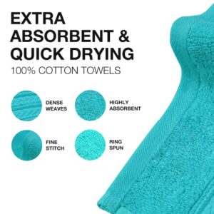 BHT Towels - 100% Cotton Thick & Large 600 GSM Hand Towel - Genuine Ringspun, Luxury Hotel & Spa Quality (Set of 4 Hand Towels, Light Turquoise)