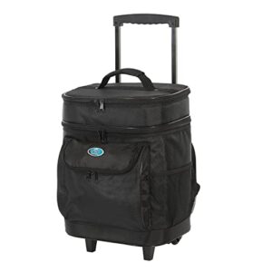 travelers club 18" cool carry 2 section insulated rolling cooler, black