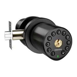 zincker door knob with keypad lock interior keyless child proof electronic pin code door knob 5s auto-lock for bedroom apartment garage office security matte black