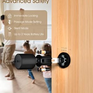 zincker Door Knob with Keypad Lock Interior Keyless Child Proof Electronic Pin Code Door Knob 5s Auto-Lock for Bedroom Apartment Garage Office Security Matte Black