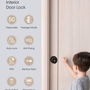 zincker Door Knob with Keypad Lock Interior Keyless Child Proof Electronic Pin Code Door Knob 5s Auto-Lock for Bedroom Apartment Garage Office Security Matte Black