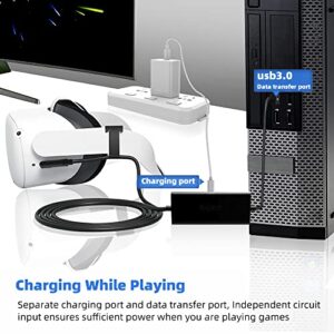 Kuject Design 16FT Link Cable for Oculus Quest 2/Pro, with Separate Charging Port for Ultra-Durable Power, USB 3.0 Type A to C Cable for VR Headset Accessories and Gaming PC