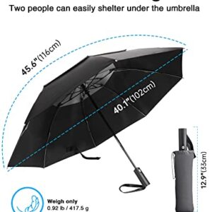 Vuteehy Windproof Umbrella, Travel Umbrella for Rain with 16 Ribs Double Canopy Vented, Waterproof Folding Umbrella with Inverted Design, Auto Open Close - Compact Rain Umbrella for Men and Women