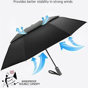 Vuteehy Windproof Umbrella, Travel Umbrella for Rain with 16 Ribs Double Canopy Vented, Waterproof Folding Umbrella with Inverted Design, Auto Open Close - Compact Rain Umbrella for Men and Women
