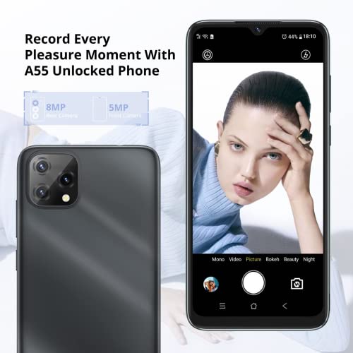 Blackview Unlocked Cell Phone A55, 4G Dual SIM Unlocked Phones, 3GB+16GB/SD 128GB Smart Phone Unlocked, Face ID, 3 Card Slots, 4780mAh, 6.5" HD+ Android Phone, AT&T, Cricket, T Mobile Phones Unlocked