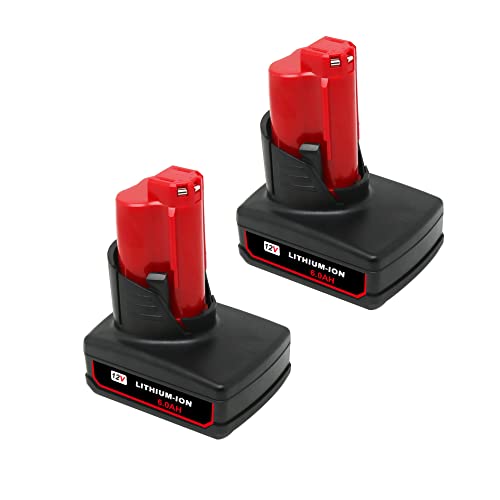 VOLT1799 2Pack 6.0Ah 12V Lithium Battery Replacement for Milwaukee M12 Battery,Compatible with Milwaukee M12 Cordless Power 48-11-2401 48-11-2402 48-59-1812 48-11-2411 48-11-2420 48-59-2401 2510-20