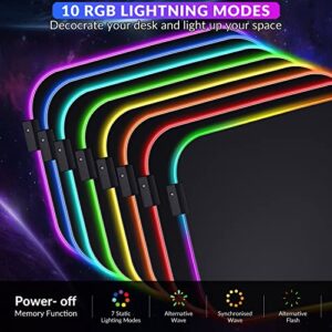 Gimars RGB Mouse Pad with Wrist Rest Support,12 x 10 inch Extra Large Ergonomic Gaming Mouse Pad with 11 LED Lighting Modes,Non-Slip Rubber Base,Lycra Fabric for Laptop, Computer, PC Gaming