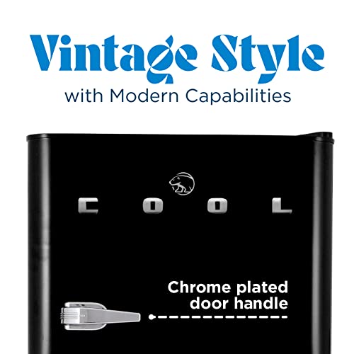 Commercial Cool CCRRD45HB 4.5 Cu. Ft True Freezer, Vintage Style, Retro Fridge with 2 Slide-Out Glass Shelves,Black Refrigerator