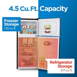 Commercial Cool CCRRD45HB 4.5 Cu. Ft True Freezer, Vintage Style, Retro Fridge with 2 Slide-Out Glass Shelves,Black Refrigerator