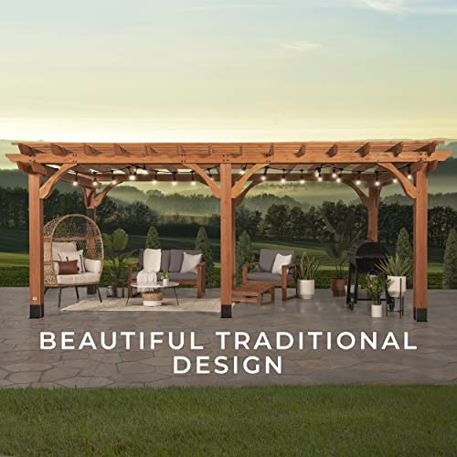 Backyard Discovery Beaumont 20x12 ft All Cedar Wood Pergola, Durable, Quality Supported Structure, Snow and Wind Supported, Rot Resistant, Backyard, Deck, Garden, Patio, Outdoor Entertaining