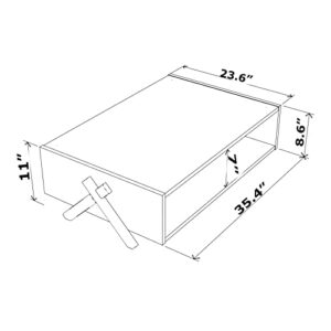 HT Design Kipp Cross Legs Wooden Frame Rectengular Coffee Table for Living Rooms with Interior Shelving, Walnut/Yellow