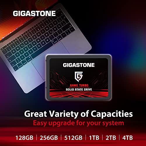 Gigastone SATA SSD 2TB SSD 2.5 Game Turbo 3D NAND Internal SSD SLC Cache Boost Speed 560MB/s Internal Solid State Drives Upgrade Storage for PC PS4 Laptop SSD Hard Drives SATA III 6Gb/s 2.5”/7mm