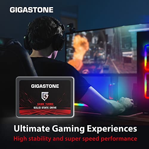 Gigastone SATA SSD 2TB SSD 2.5 Game Turbo 3D NAND Internal SSD SLC Cache Boost Speed 560MB/s Internal Solid State Drives Upgrade Storage for PC PS4 Laptop SSD Hard Drives SATA III 6Gb/s 2.5”/7mm