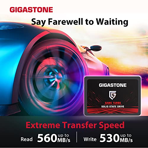 Gigastone SATA SSD 2TB SSD 2.5 Game Turbo 3D NAND Internal SSD SLC Cache Boost Speed 560MB/s Internal Solid State Drives Upgrade Storage for PC PS4 Laptop SSD Hard Drives SATA III 6Gb/s 2.5”/7mm