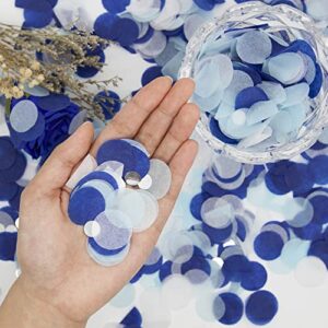 Round Glitter Confetti,Navy Blue White Silver Tissue Table Confetti Dots for Wedding Birthday Party Decorations,1.76 oz