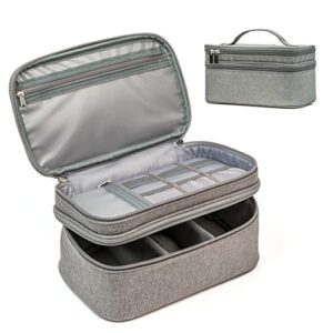 double-layer sewing box with handle - water-resistant sewing organizer stores your sewing supplies in 1 convenient case with multiple pockets, gray