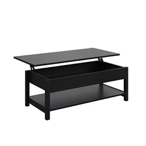 panana lift top coffee table with hidden compartment & open storage shelf, lift tabletop farmhouse table pop up table for living room,home office reception, 45.28" l x 21.16" w x 16.14" h (black)