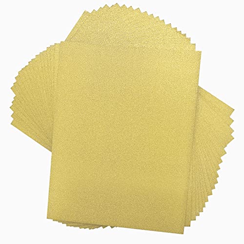 Gold Glitter Cardstock Paper, Double Sided Gold Glitter Paper for DIY Projects, 20 Sheets Gold Sparkle Card Stock for Crafts and Cricut, 250GSM