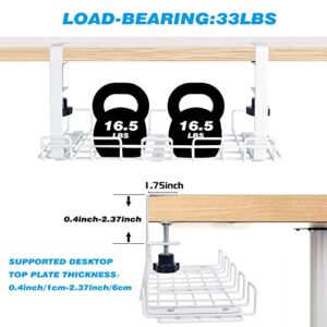 Cable Management Under Desk Tray,Under Desk Cable Organizers for Wire Management.15.75" Under Desk Cord Organizer with Clamp Mount System for Wire Management(White Cable Tray -L15.75"x W6.3"x H7.09")